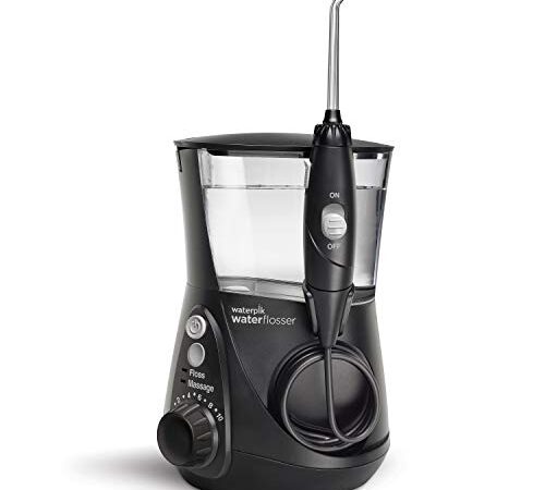 Waterpik Aquarius Water Flosser Professional For Teeth, Gums, Braces, Dental Care, Electric Power With 10 Settings, 7 Tips For Multiple Users And Needs, ADA Accepted, Black WP-662