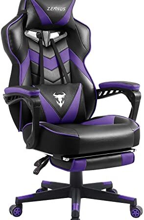 Zeanus Purple Gaming Chair with Footrest Reclining Computer Chair High Back Gamer Chair with Massage Ergonomic PC Gaming Chair Racing Desk Chair for Gaming Big and Tall Gaming Chairs for Adults